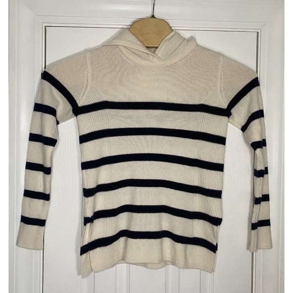 Hatch Women’s Maternity Hooded Sweater Off White Navy Blue 0‎ Wool Cashmere - Picture 1 of 7